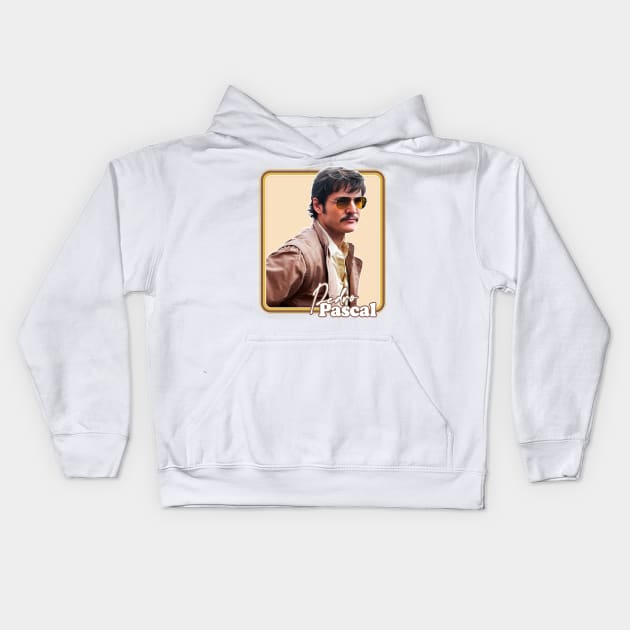 Pedro Pascal ---- Retro Fan Artwork Kids Hoodie by DankFutura